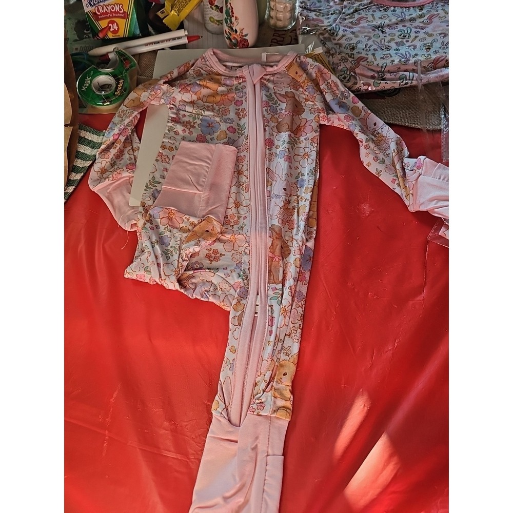 Bamboo Zippy Double Zipper Bunny  Pink  Easter 0 To 3  Months